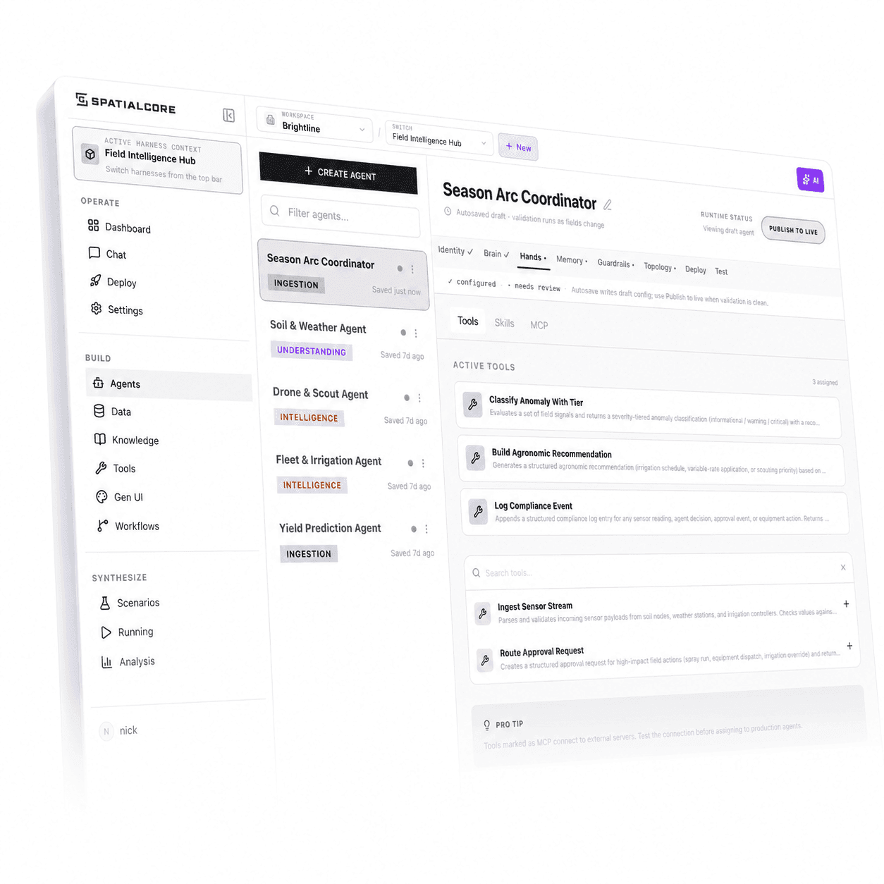 SpatialCore product interface mockup