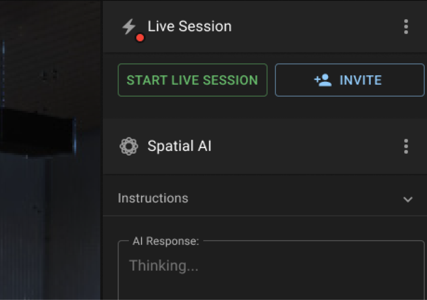 Close up of user collaboration tools inside SpatialCore